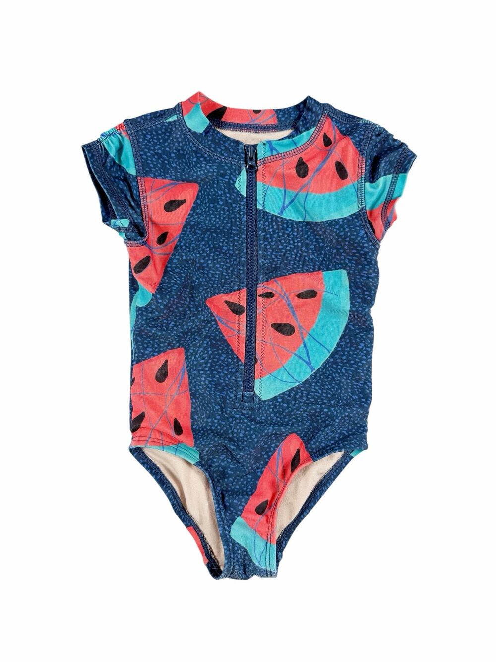 Tea Collection Watermelon Zip Front One-Piece Swimsuit Size 2
